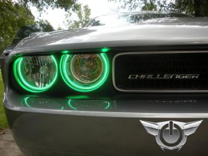 Dodge Challenger Headlight Halo Kit - ORACLE Lighting - LED Projector - Green - `08-`14